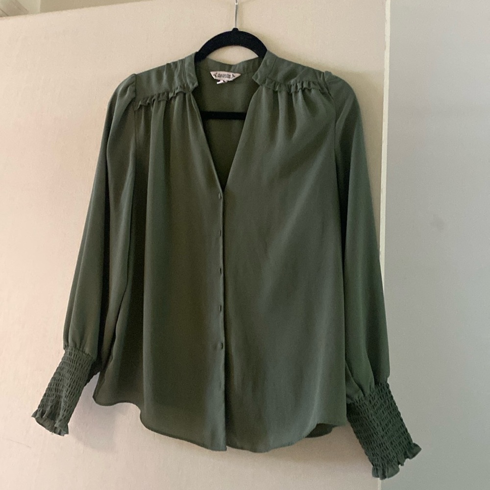 Nanette Lepore olive green blouse